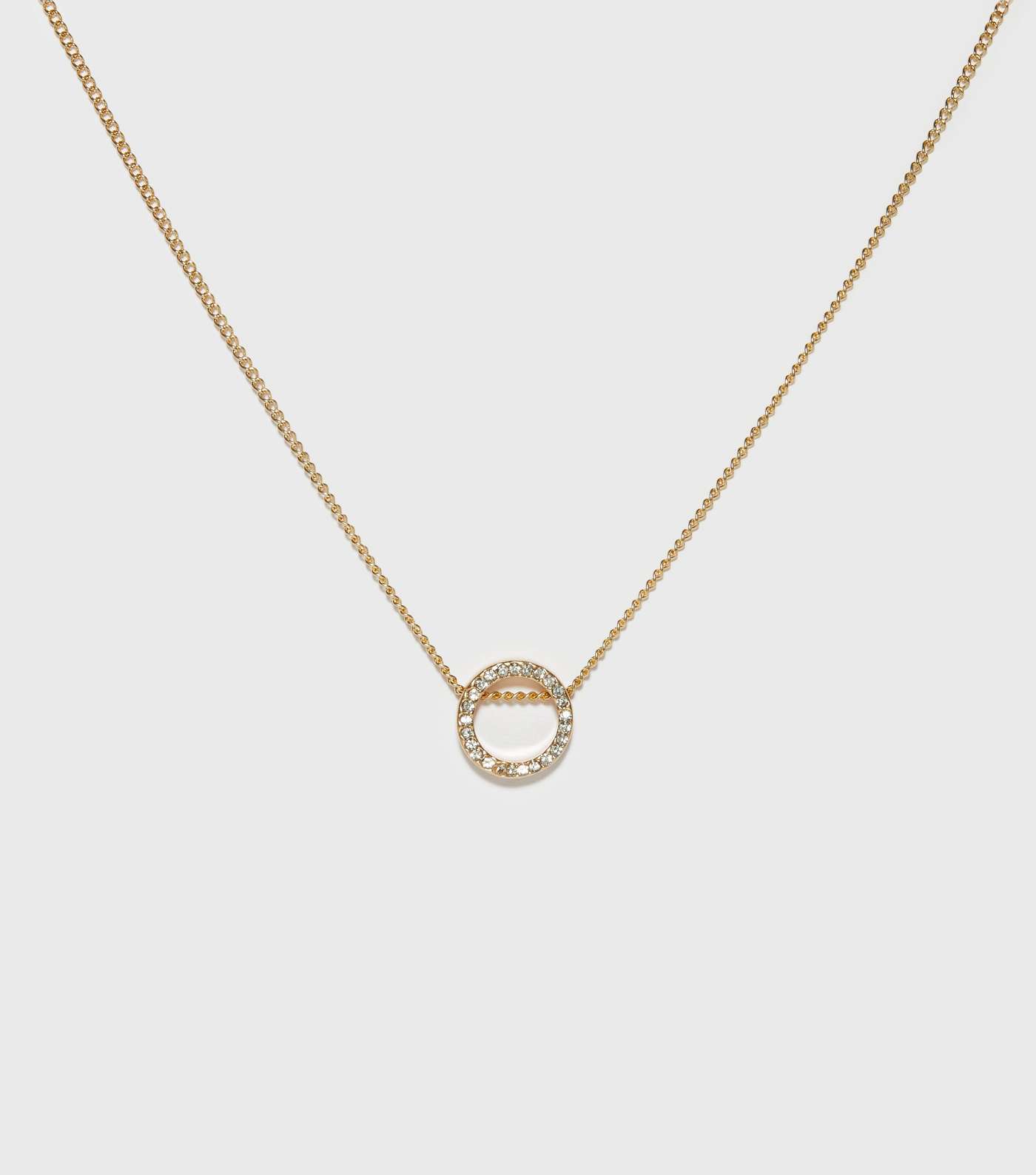 Gold Diamanté Circle Pendant Necklace Image 3