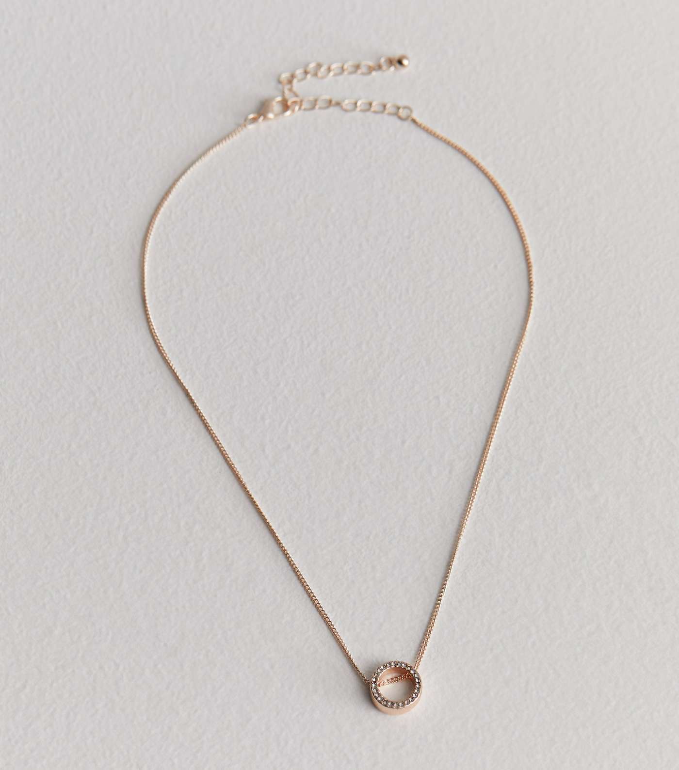 Rose Gold Diamanté Circle Pendant Necklace