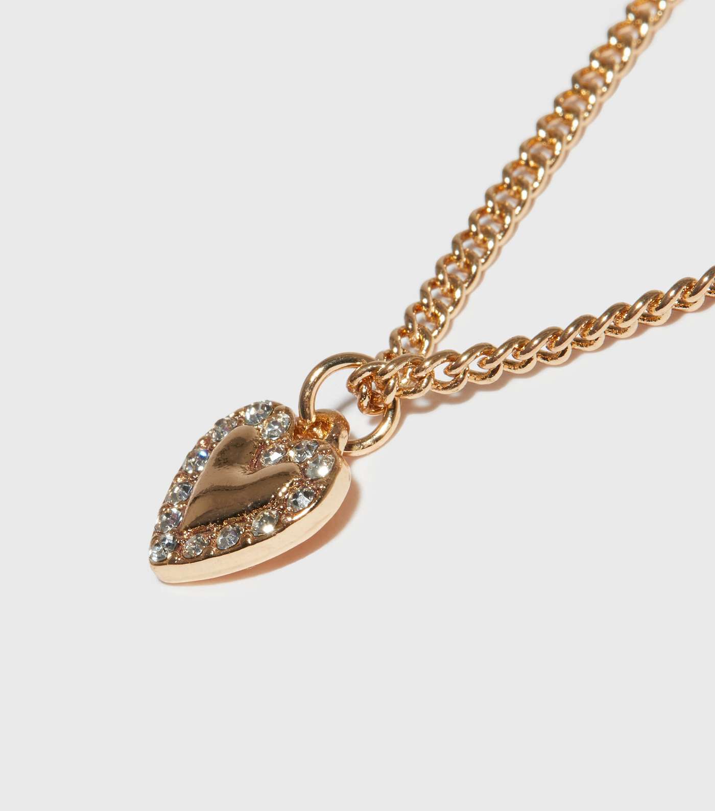 Gold Diamanté Single Heart Pendant Necklace Image 2