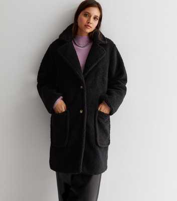 Black Oversize Teddy Coat | TENKI LONDON | SilkFred