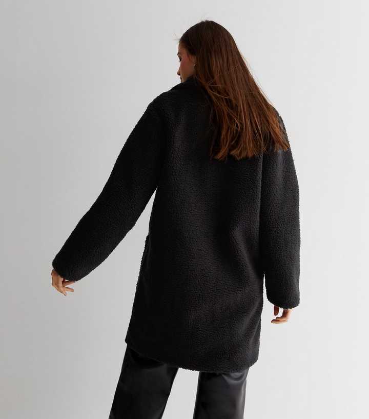 Black Oversize Teddy Coat | TENKI LONDON | SilkFred