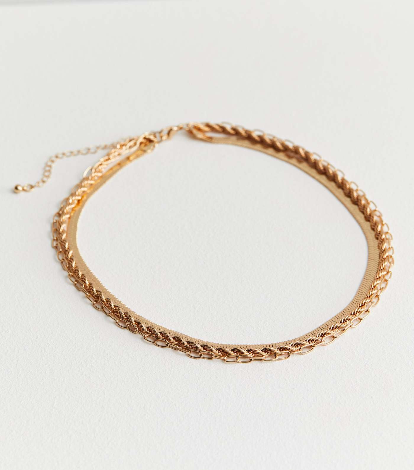 Gold Twist Textured and Chain Layered Necklace Image 3