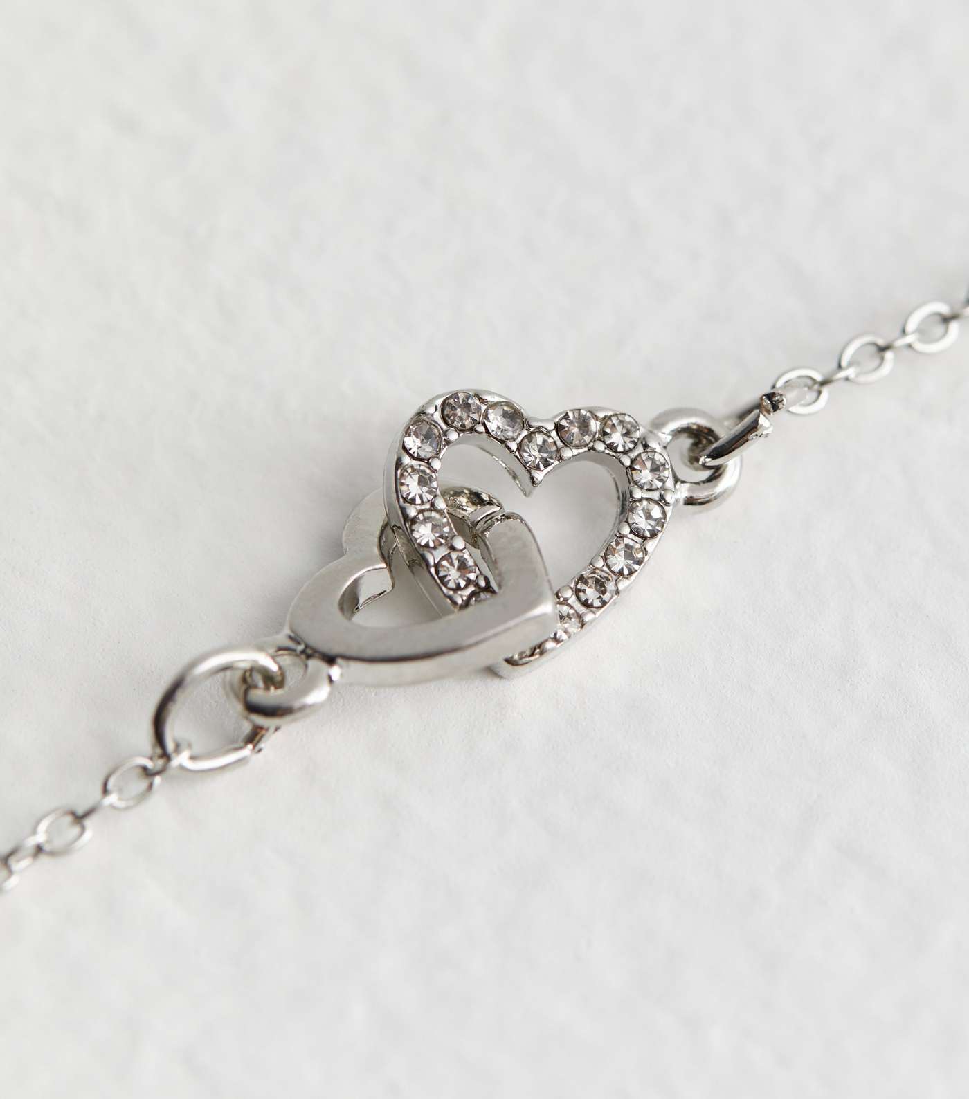 Silver Diamanté Heart Pendant Necklace Image 3