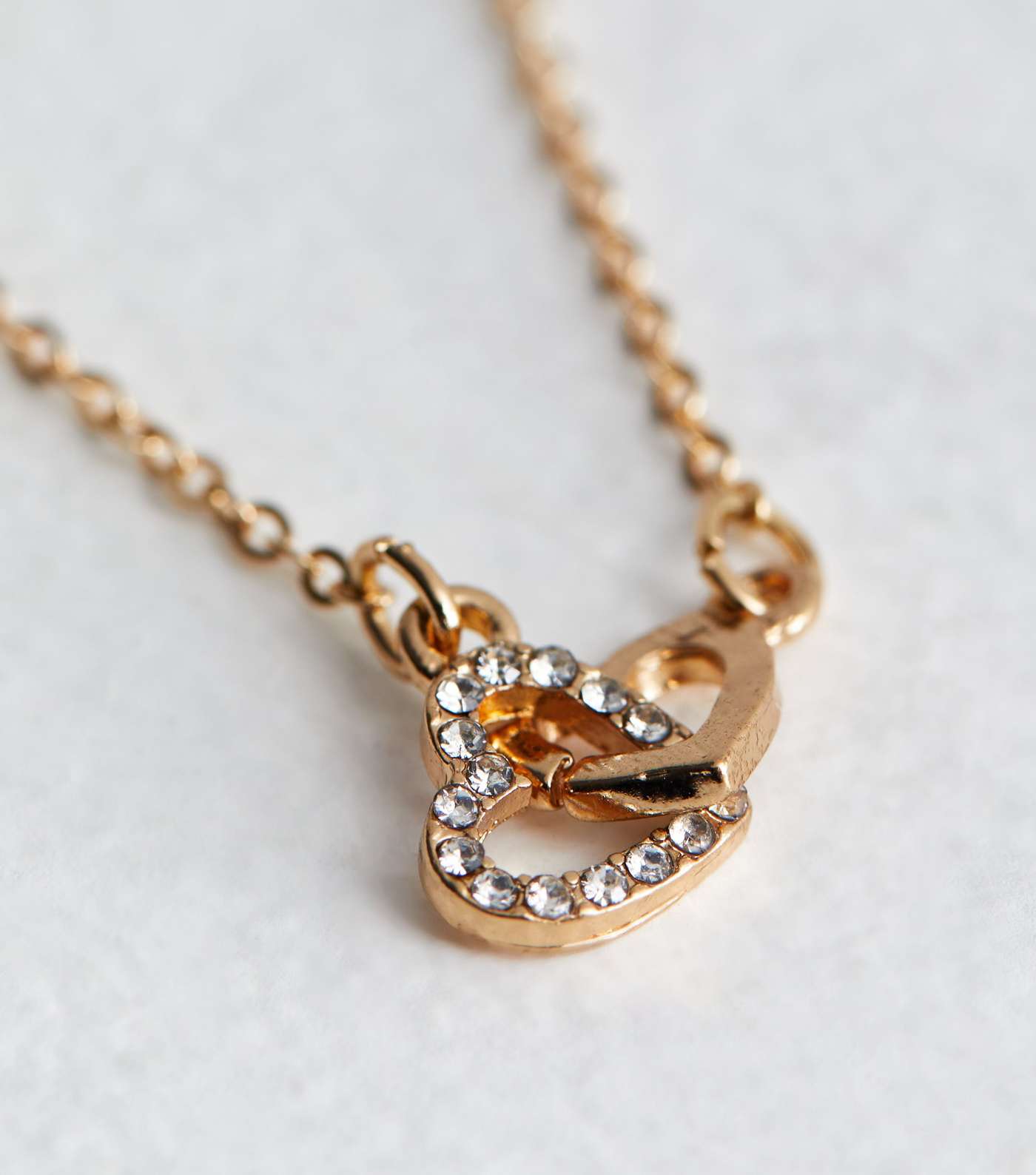 Gold Diamanté Heart Pendant Necklace Image 4