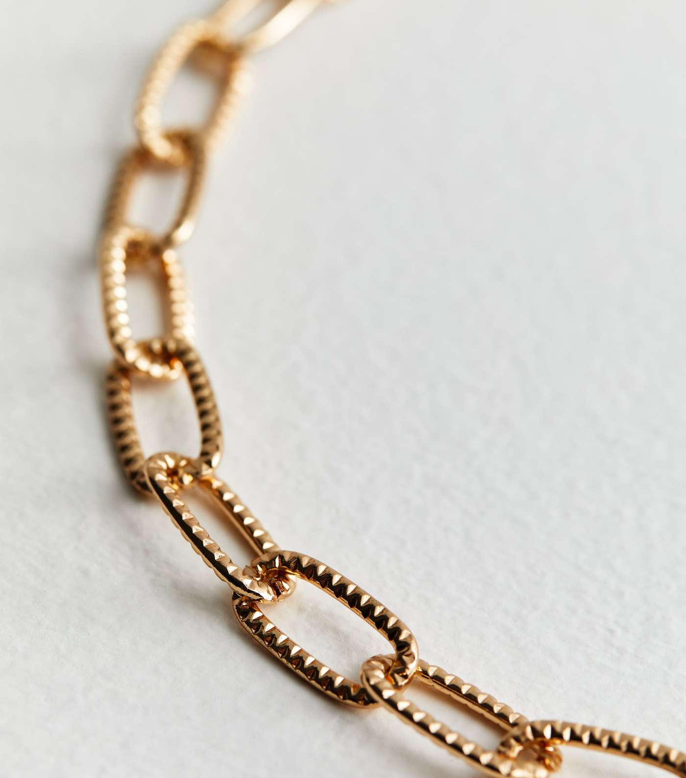 Gold Textured Linked Rectangle Chain Necklace Image 4