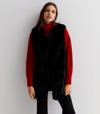 Gini London Black Faux Fur Gilet New Look