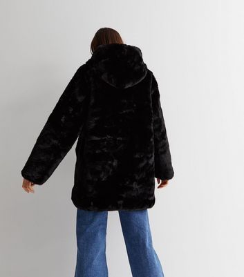 Gini london black best sale faux fur hooded jacket