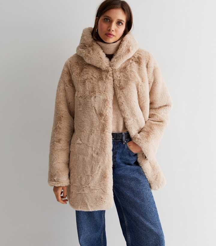 Gini London Stone Faux Fur Hooded Jacket