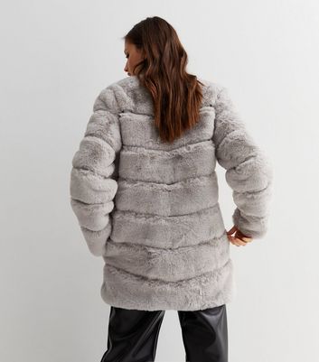 Gini London Grey Pelted Faux Fur Jacket New Look