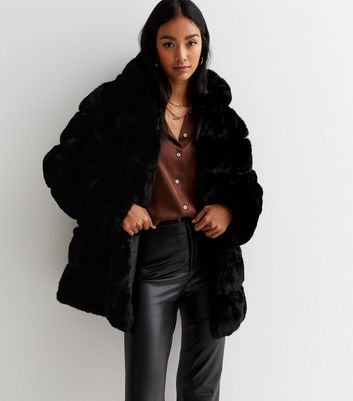 New look coat with faux fur in top black