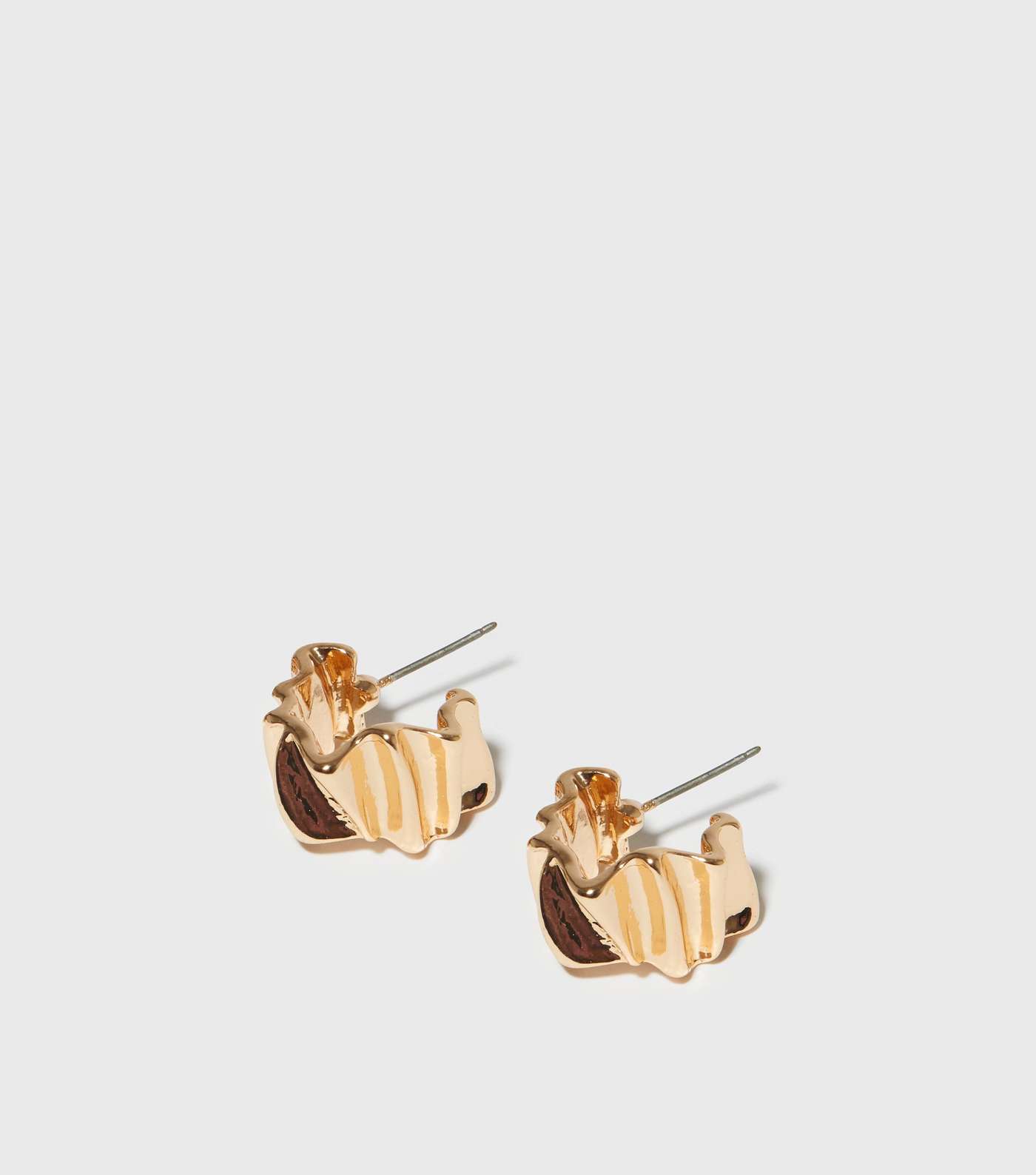 Gold Beaten Small Hoop Earrings
