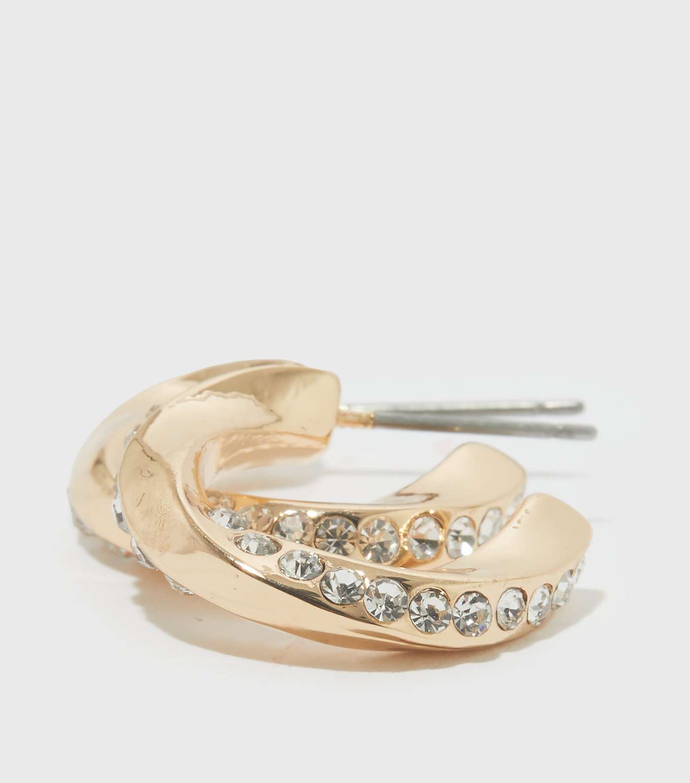 Gold Diamanté Twist Mini Hoop Earrings Image 2