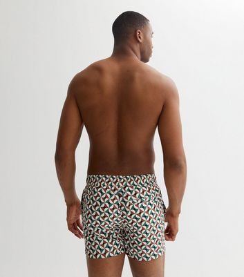 Brown Geometric Swim Shorts New Look