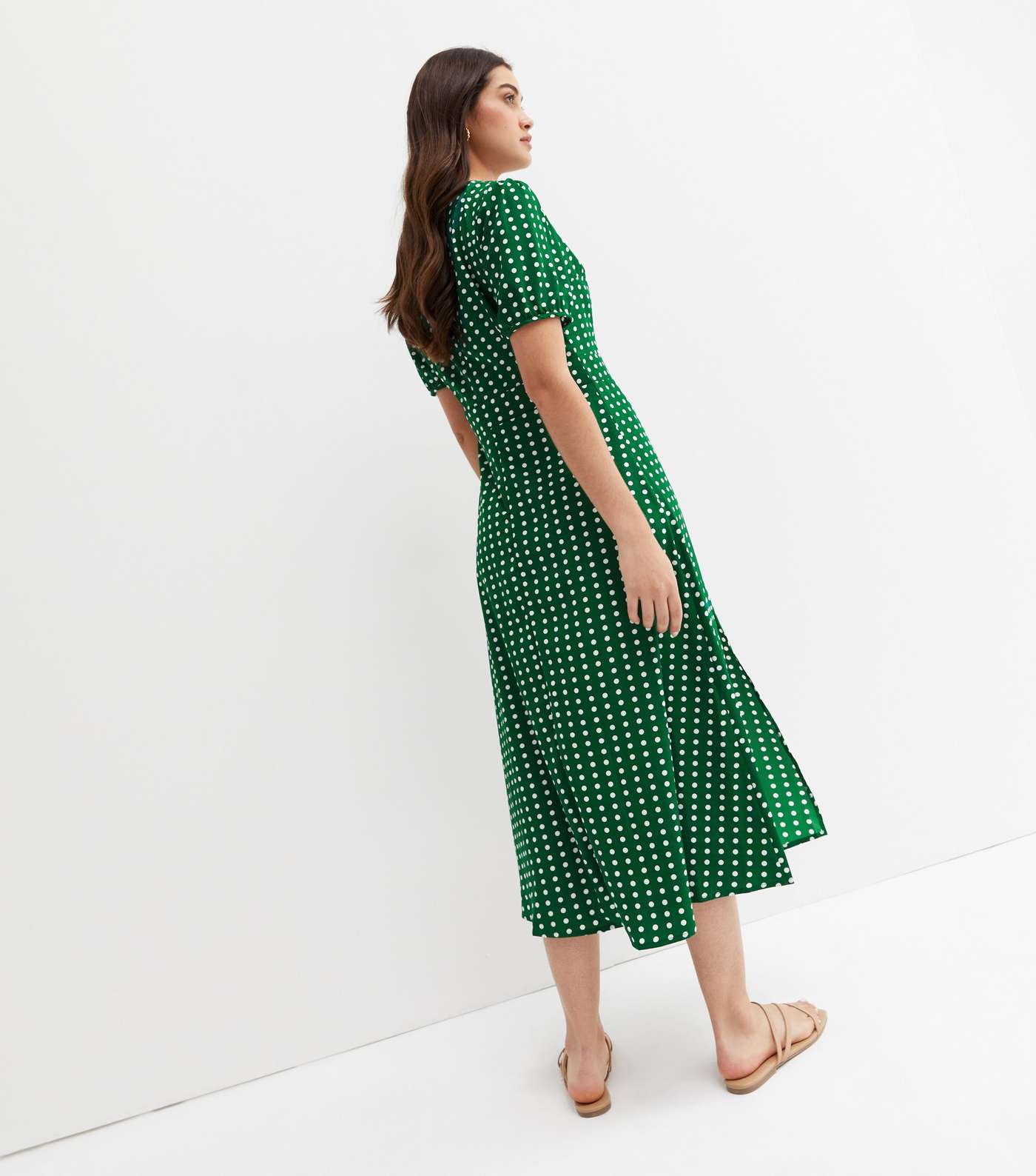 Cutie London Green Spot Double Split Hem Maxi Dress Image 4