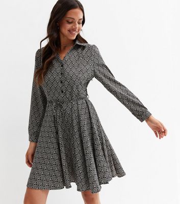 long sleeve shirt skater dress