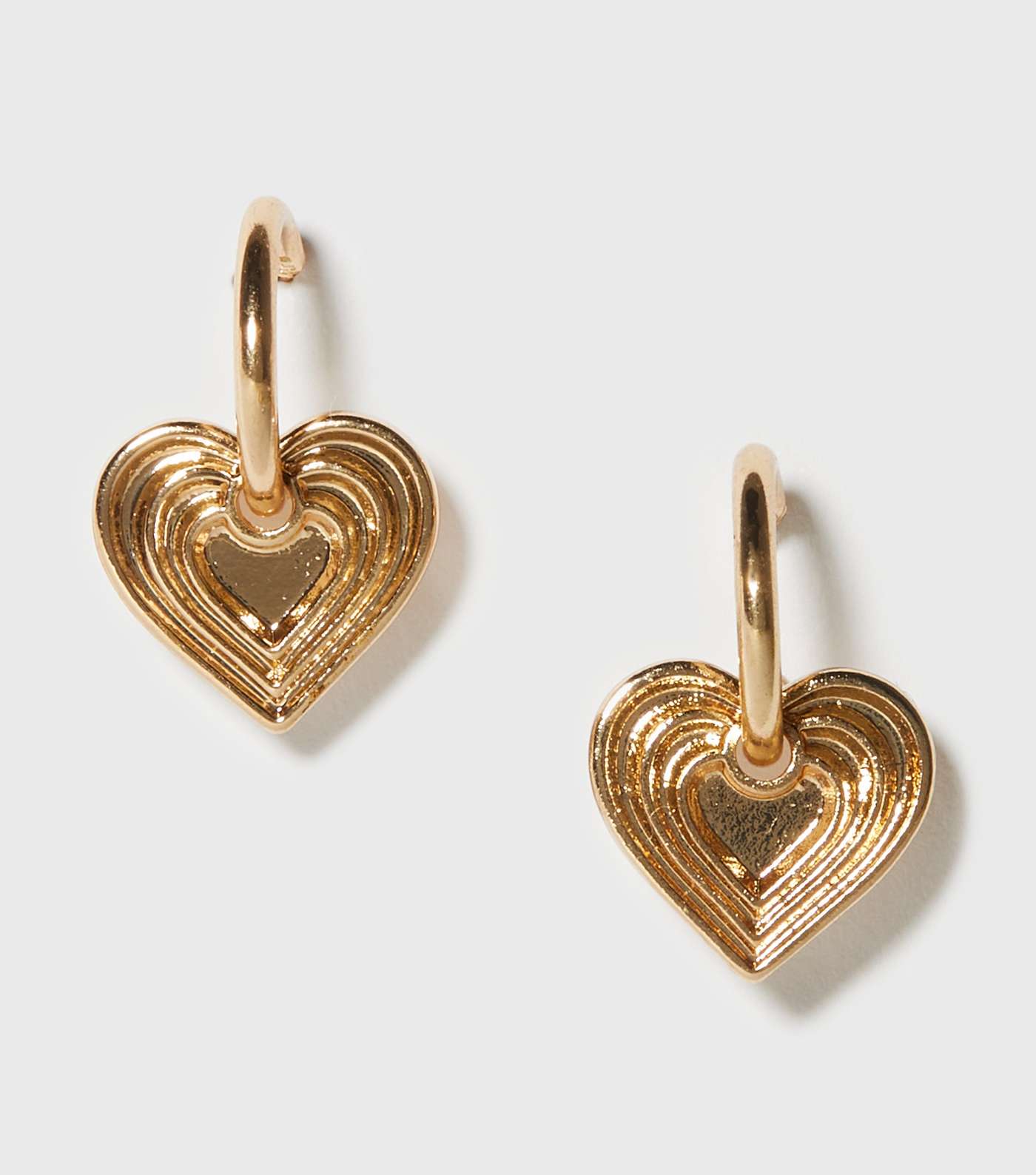 Gold Retro Heart Charm Earrings Image 2
