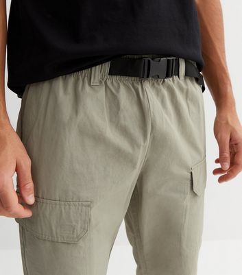 Khaki Belted Cargo Trousers  New Look