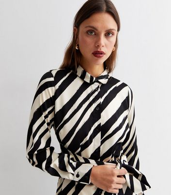 Black and white clearance striped button down dress