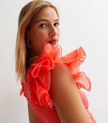 Orange store ruffle top