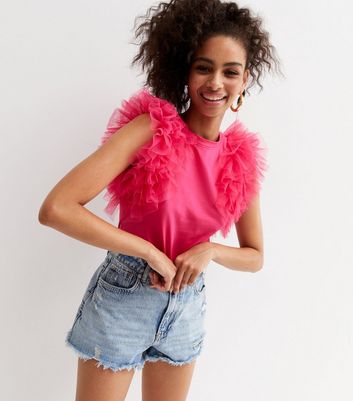 Denim Darling Button Up Ruffle Cap Sleeve Top in Hot Pink | Giddy up  glamour, Cute tops, Cap sleeve top