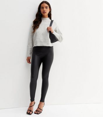 AX Paris Black Leather-Look Leggings | New Look