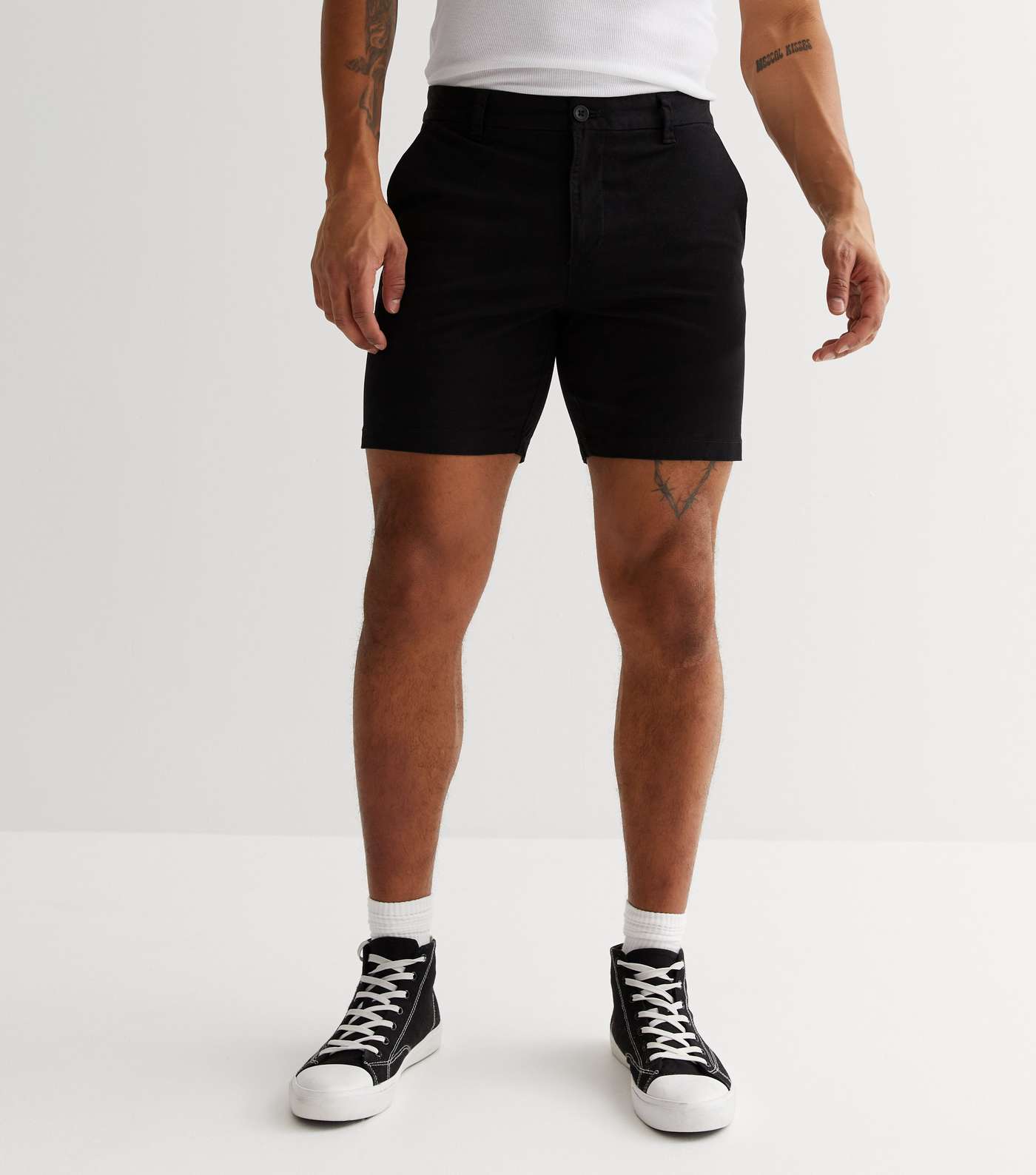 Black Slim Fit Chino Shorts Image 2