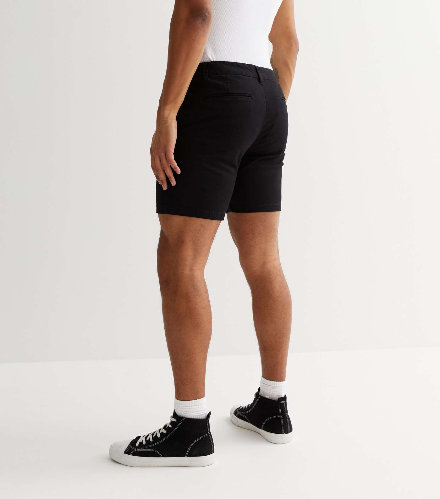 Black Slim Fit Chino Shorts Image 4