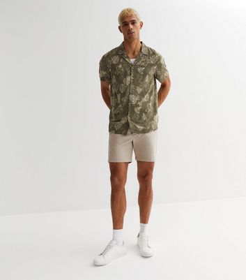 Men's Stone Slim Fit Chino Shorts New Look