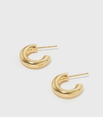 gold plated chunky hoop earrings