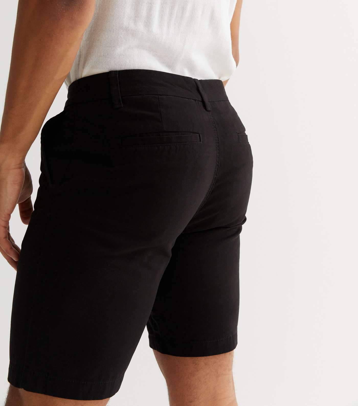 Black Straight Fit Chino Shorts Image 3