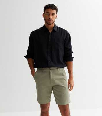 Olive Straight Fit Chino Shorts