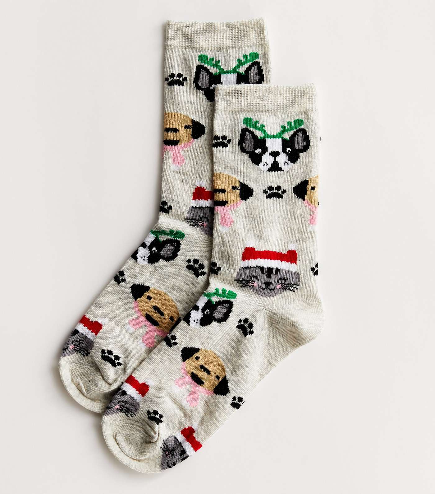 Cream Christmas Dog and Cat Socks