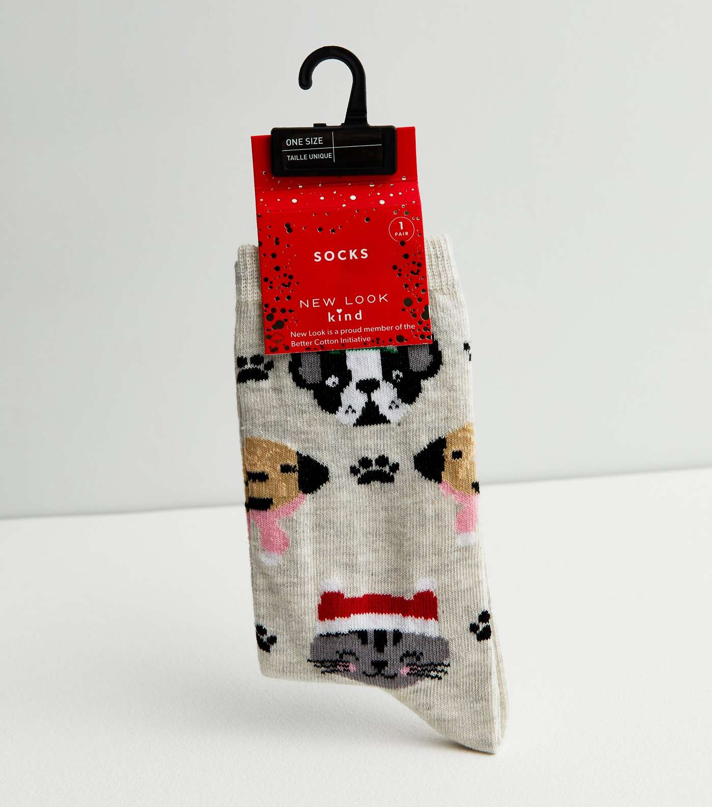 Cream Christmas Dog and Cat Socks Image 3