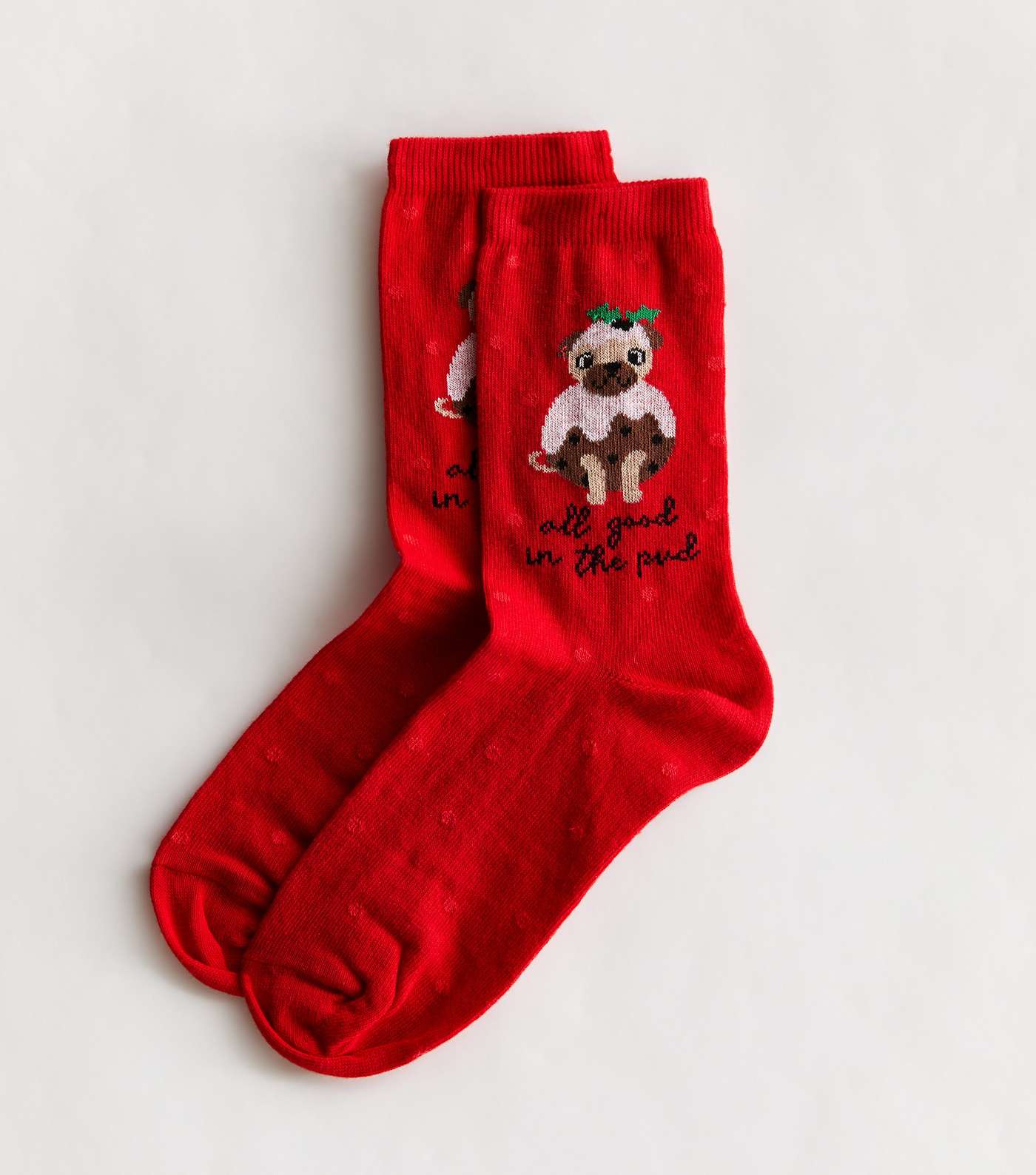 Red Pug Christmas Socks
