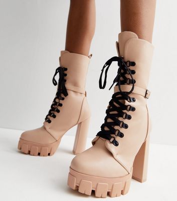 High heel clearance boots chunky