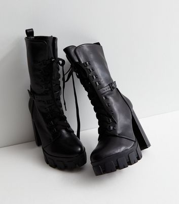 Lace up high hot sale heel boots