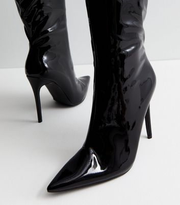 Patent leather high hot sale heel boots