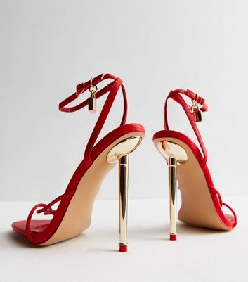 Red Metallic Metal Heels Sandals Women Slingback Cross Strap Luxury Shoes  Female Summer Sexy Plus Size Banquet High Heels Shoes - AliExpress