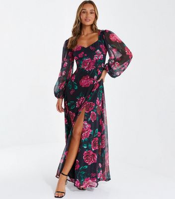 Quiz black clearance floral dress