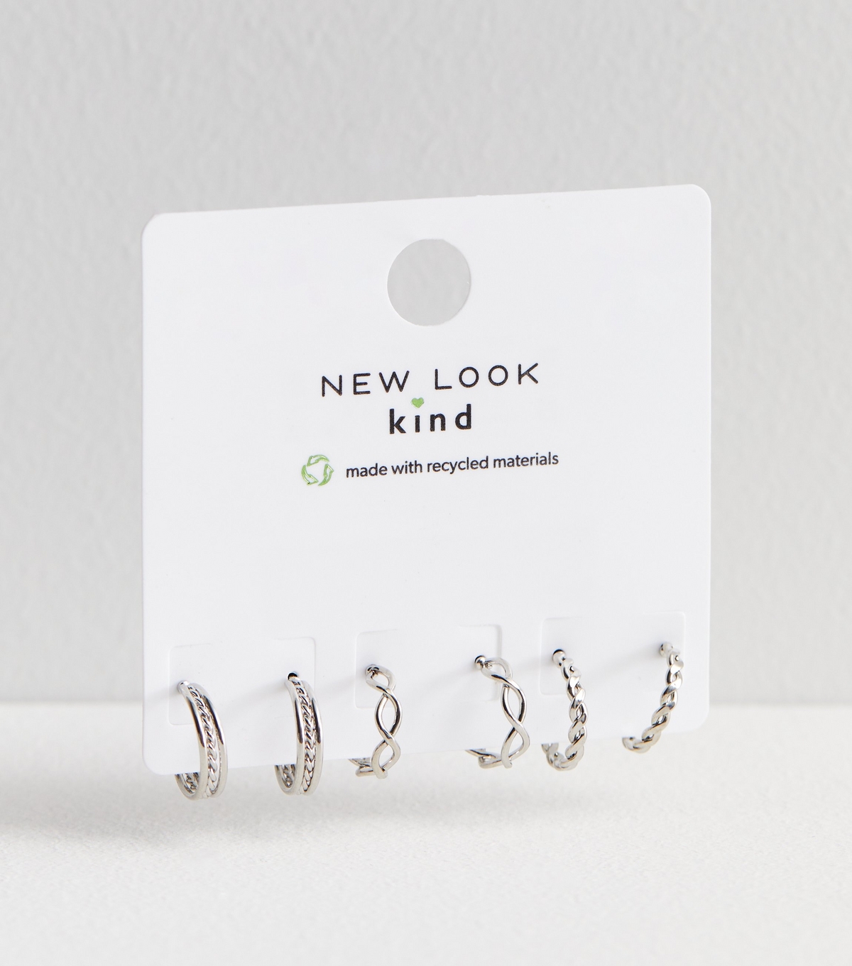 3 Pack Silver Twist Mini Hoop Earrings New Look