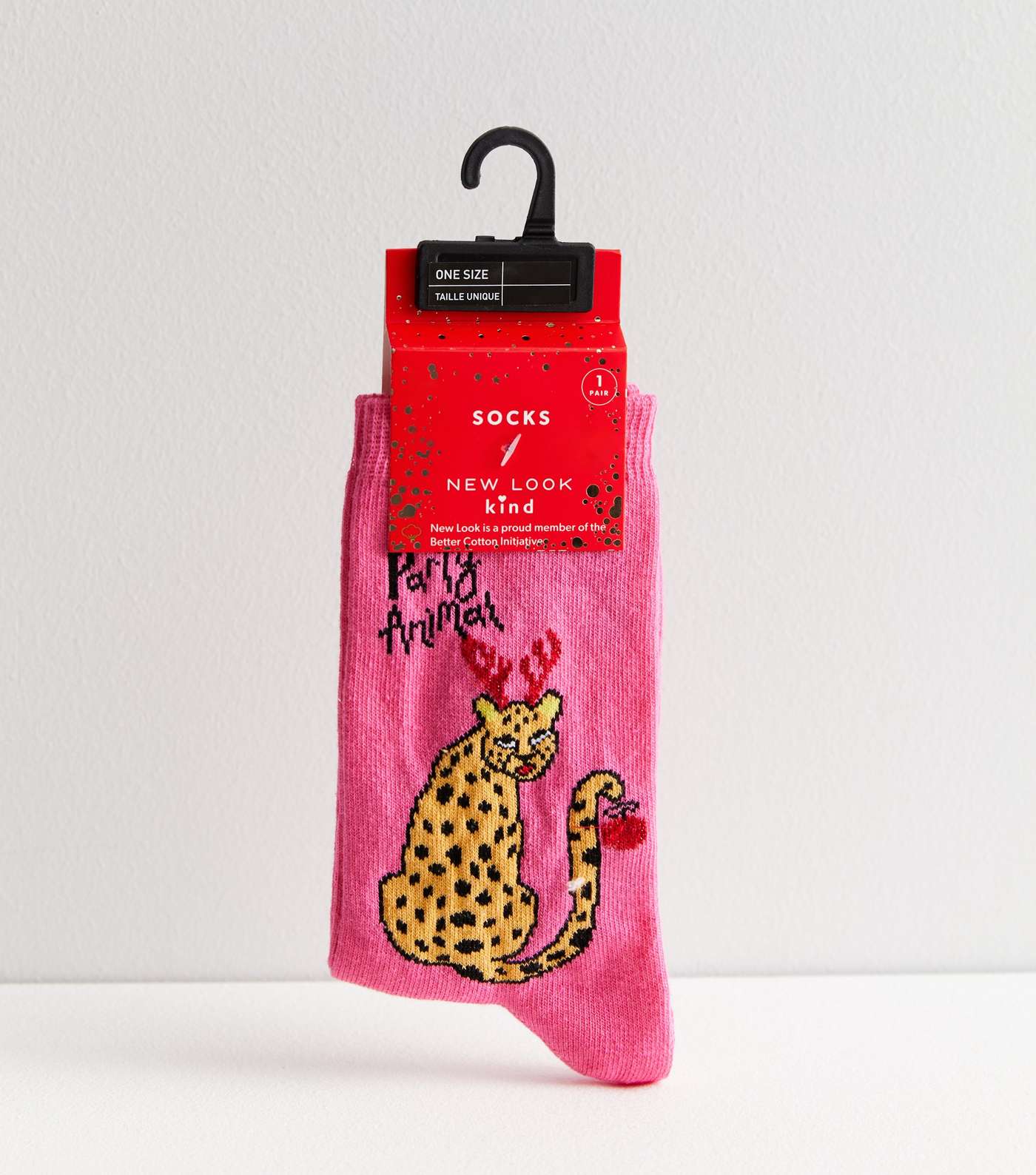 Bright Pink Party Animal Christmas Socks Image 2