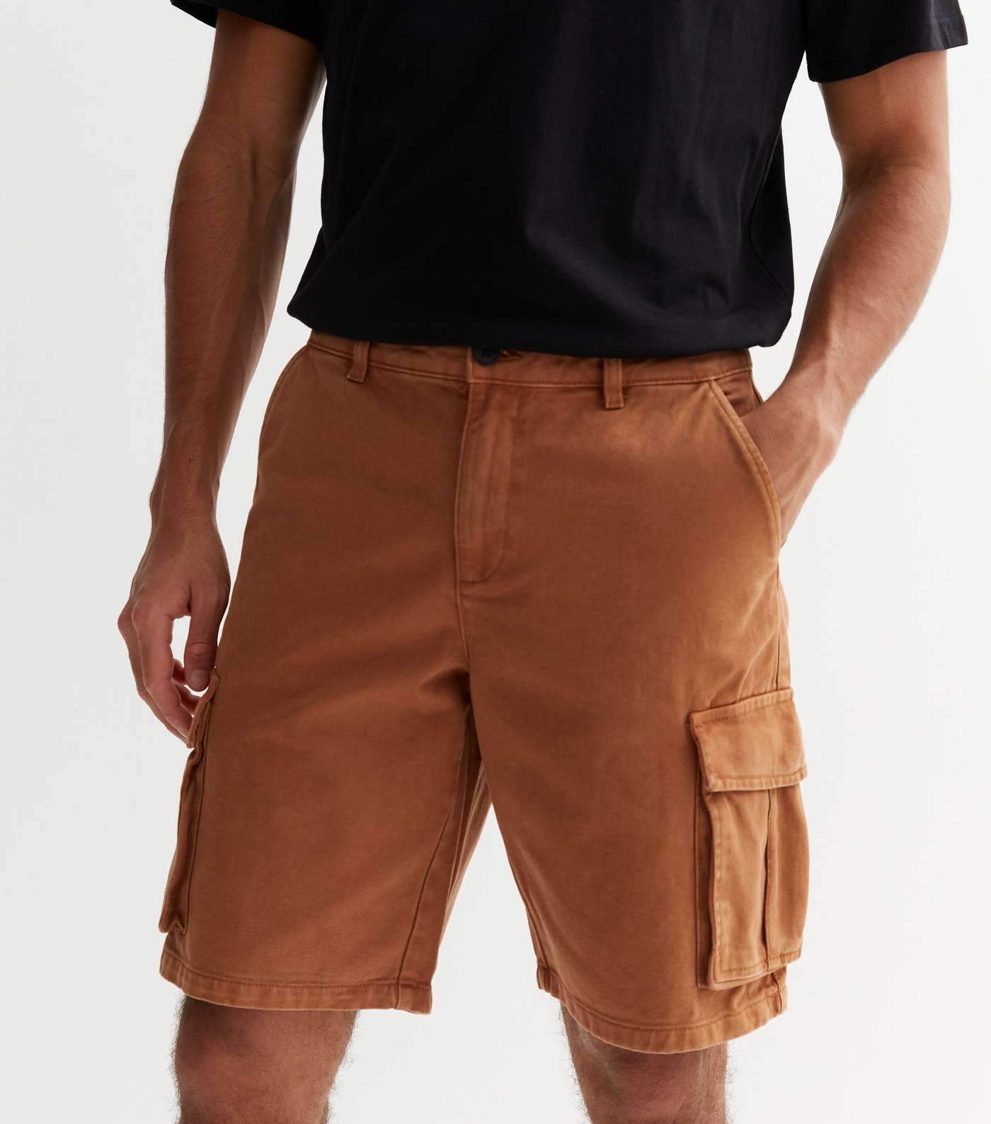Rust Relaxed Fit Cargo Shorts Image 3