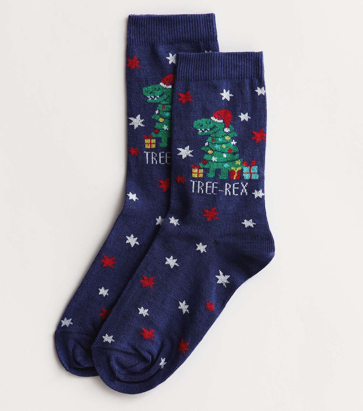 Navy Christmas Dinosaur Tree-Rex Socks