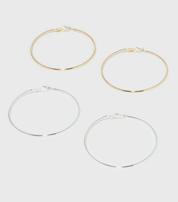 14K Yellow Gold Diamond Cut Square Tube Endless Hoop Earring