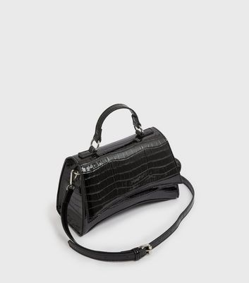 Public Desire Black Faux Croc Shoulder Bag | New Look