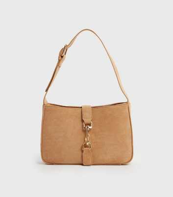 Public Desire Tan Suedette Shoulder Bag