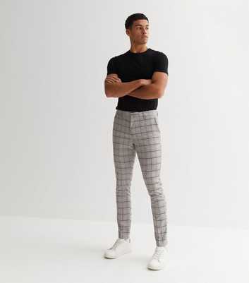 Light Grey Check Skinny Trousers