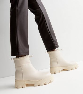 Cream boots cheap new look