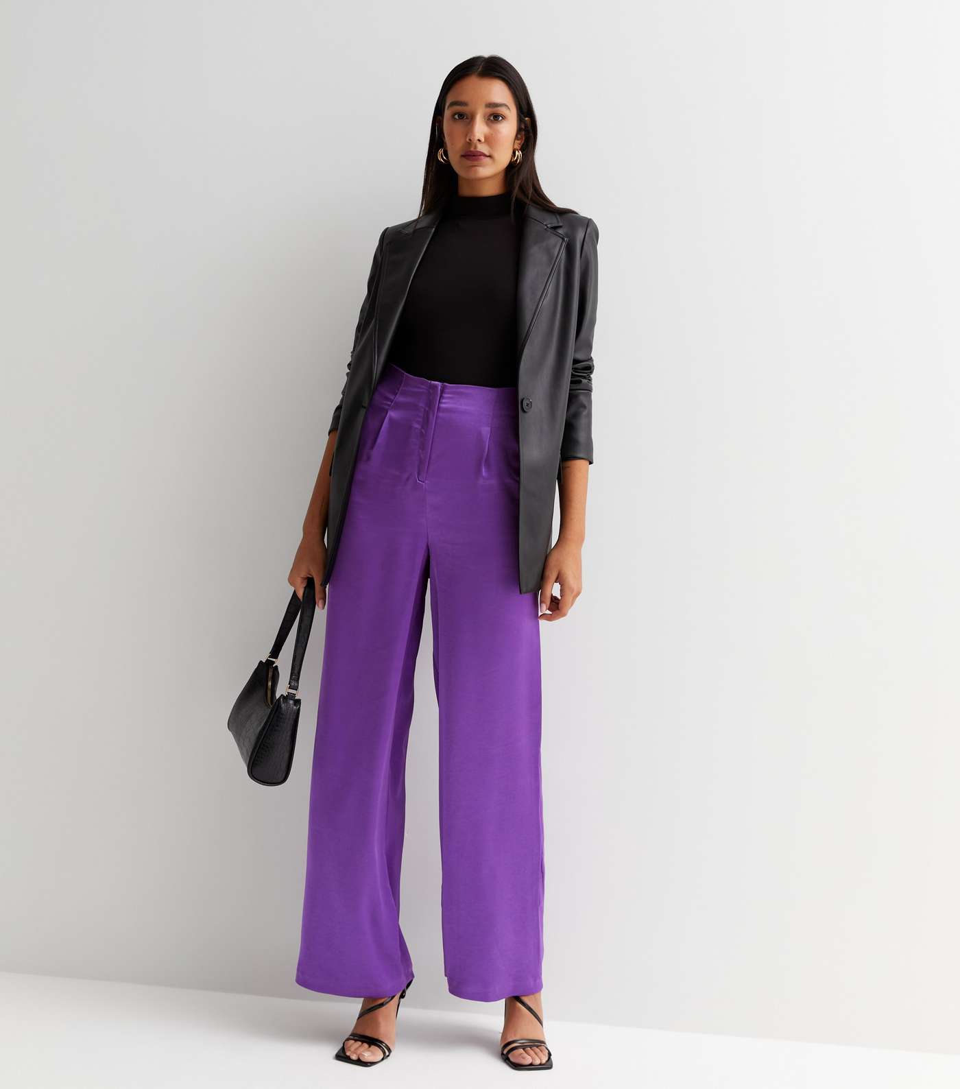 Chic Chick Purple High-Waisted Wide-Leg Trouser Pants