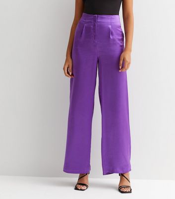 River Island UK 8 purple floral wide leg trousers... - Depop